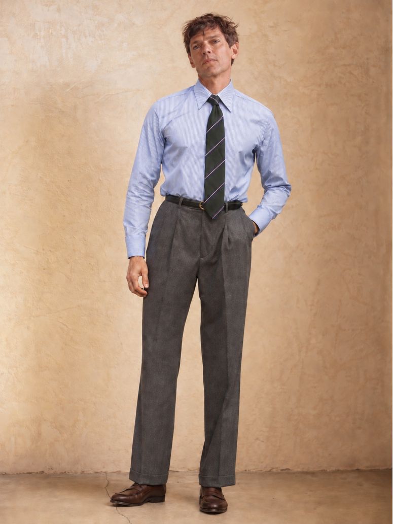 Pantalón de franela gris de tiro alto Faro