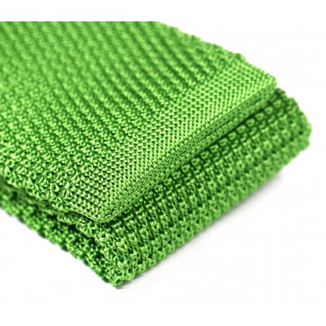 Corbata de punto de seda verde manzana